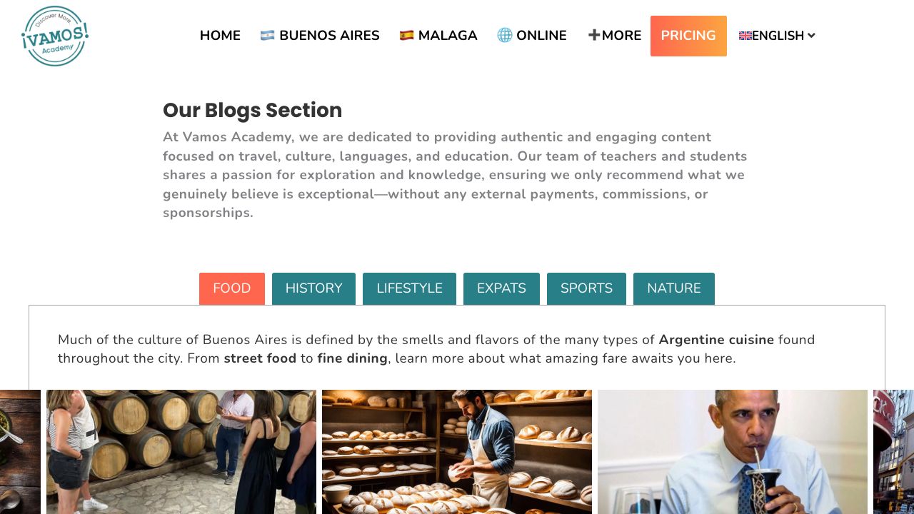 Vamos Spanish Academy Blog website