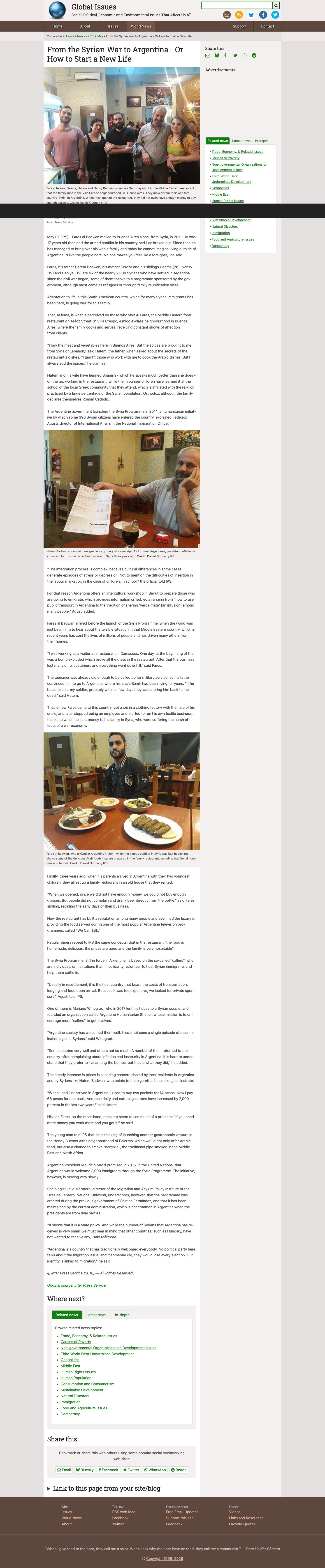 From the Syrian War to Argentina website